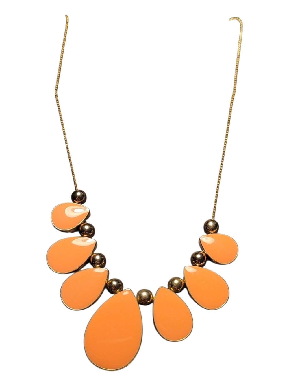 Orange Teardrop Statement Necklace with Gold Accents